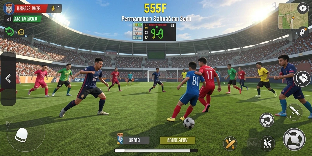 Gameplay menarik dalam 555F dengan aksi olahraga yang mendebarkan.