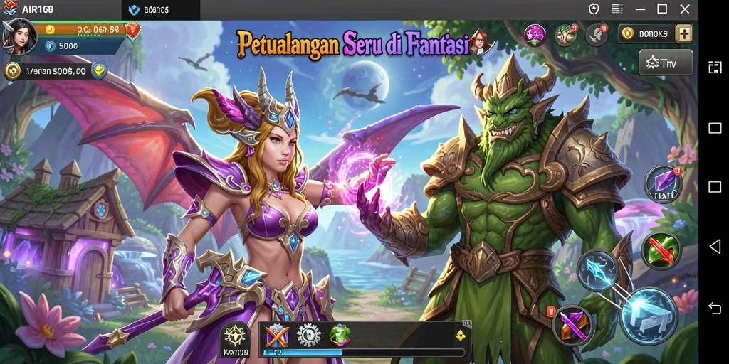 Tampilan gameplay AIR168 dengan karakter menjelajahi dunia yang menakjubkan.