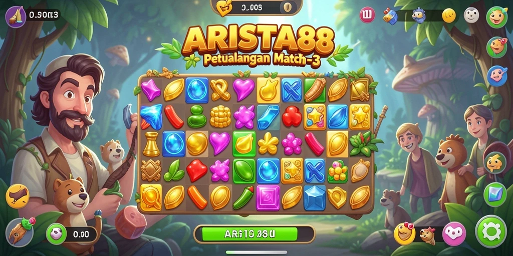 Tampilan gameplay ARISTA88 yang seru dalam genre Match-3.