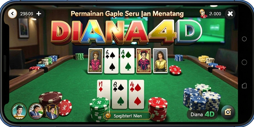 Tampilan gameplay Gaple yang menarik dan interaktif di DIANA4D.