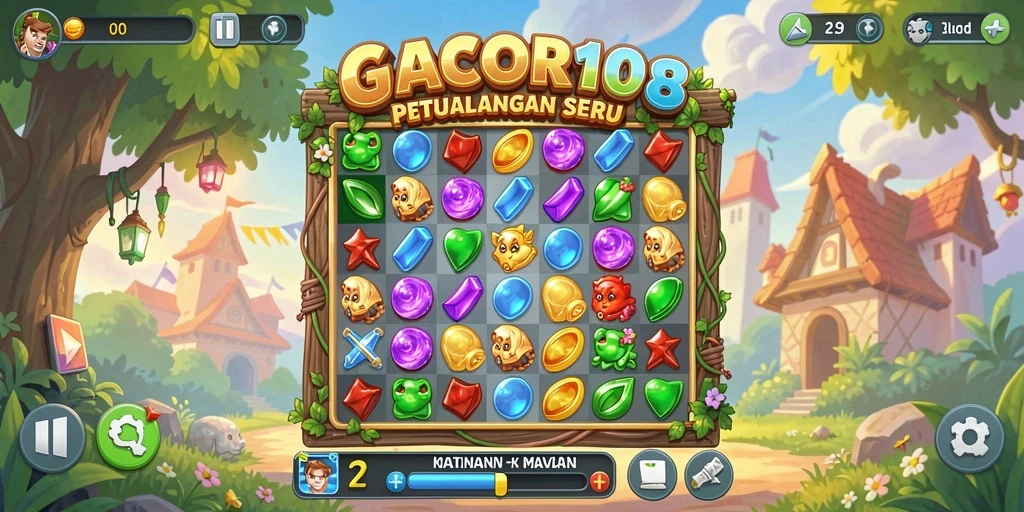 Tampilan menarik gameplay GACOR108 dalam tantangan Match-3.