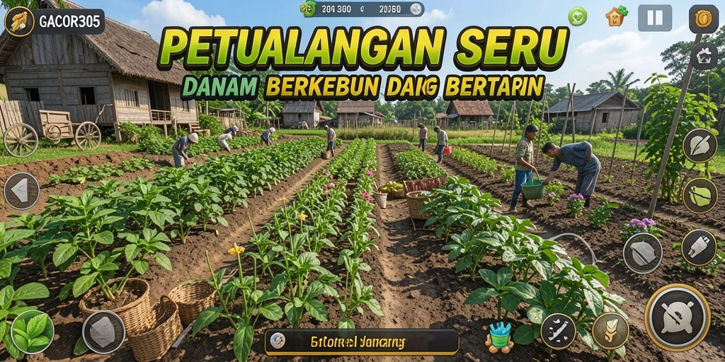 Tampilan menarik dari gameplay bertani di GACOR305 yang penuh warna.