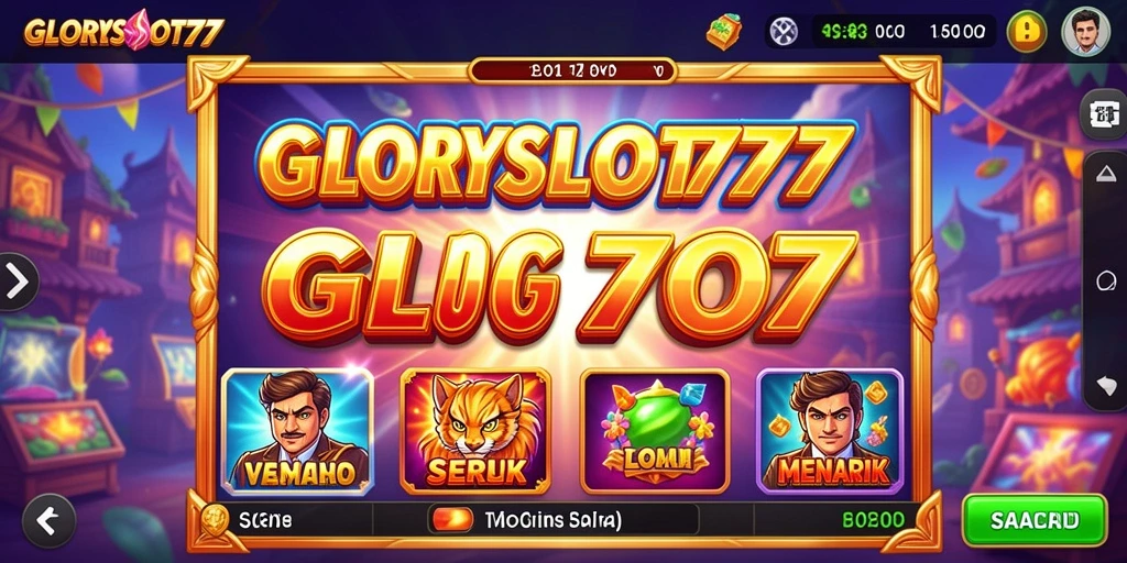 Screenshot gameplay GLORYSLOT777 menampilkan mesin slot yang mengasyikkan dan fitur menarik.