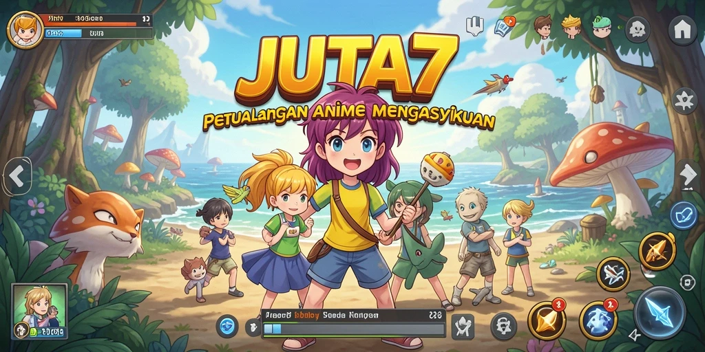 Tampilan gameplay JUTA7 yang penuh warna dan dinamis.