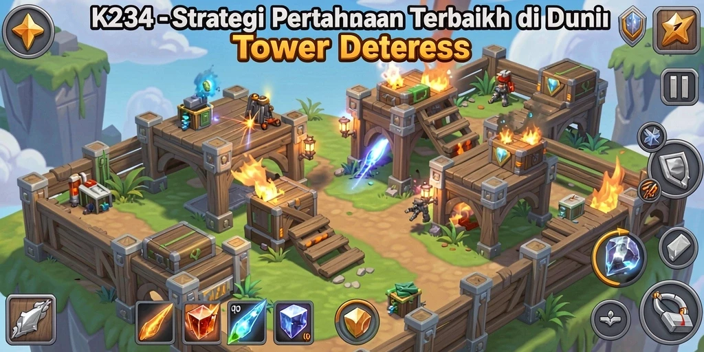 Tampilan gameplay K234 yang menarik dalam strategi Tower Defense.