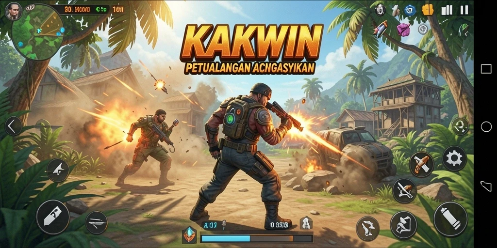 Tampilan gameplay intens KAKWIN yang penuh aksi.