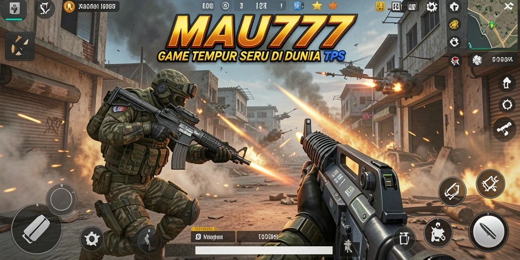 Screenshot gameplay seru MAU777 menampilkan aksi tembak-menembak.