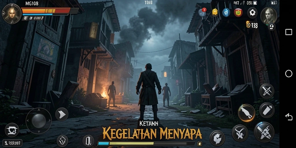 Tampilkan gameplay menakutkan dari MG108 di lingkungan yang angker.