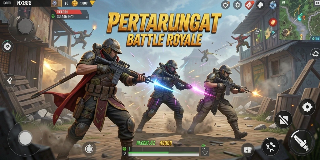 Screenshot utama NX888 menampilkan intensitas pertarungan Battle Royale.