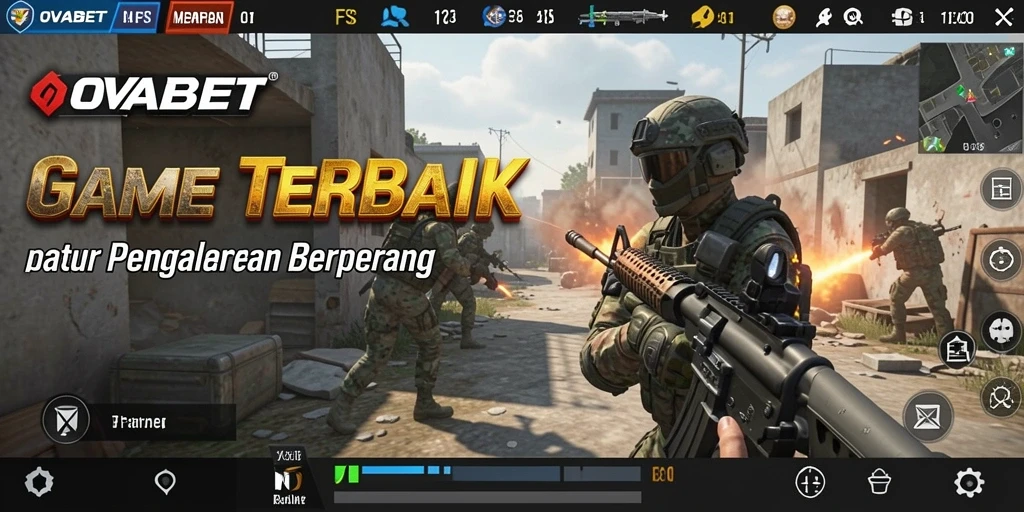 Tampilan gameplay mendebarkan dari OVABET dalam mode FPS.