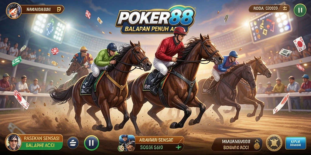 Gameplay Racing POKER88 yang penuh aksi dan seru.
