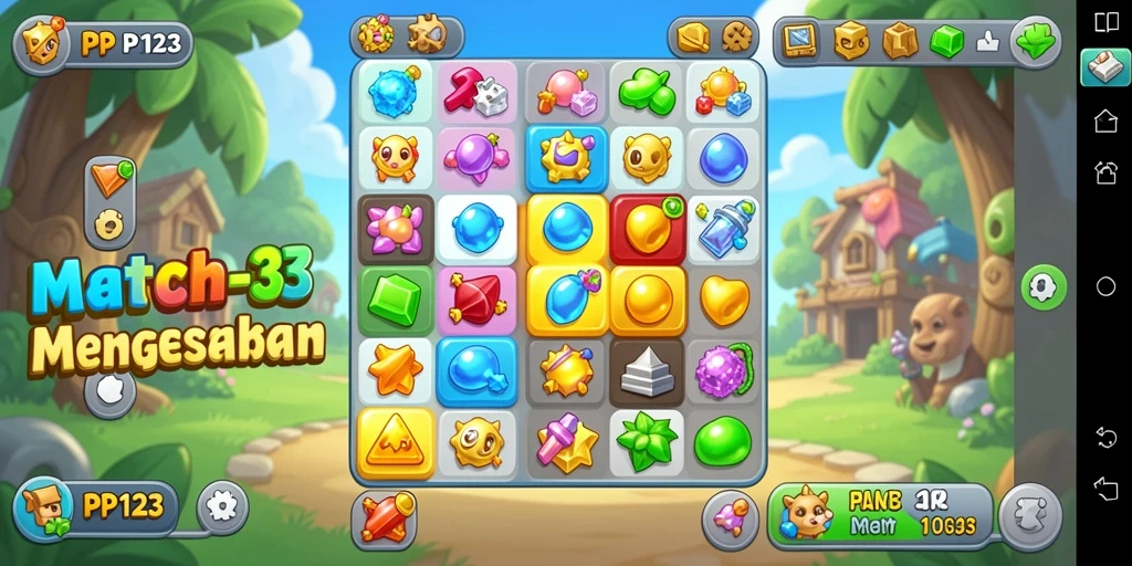 Tampilan menarik dari gameplay PP123 yang penuh warna.