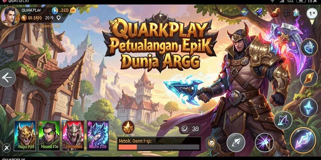 Tampilan gameplay yang penuh aksi dalam QUARKPLAY, menonjolkan pertempuran epik.