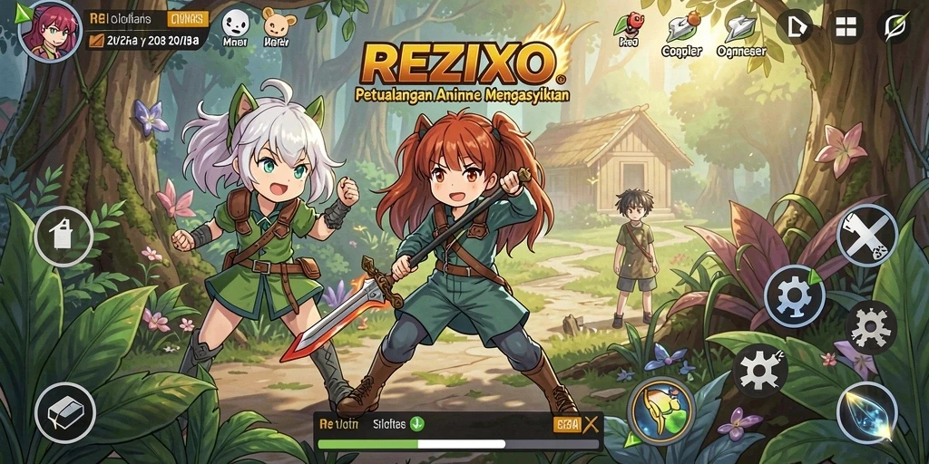 Tampilan gameplay seru dan mengasyikkan dalam REZIXO.