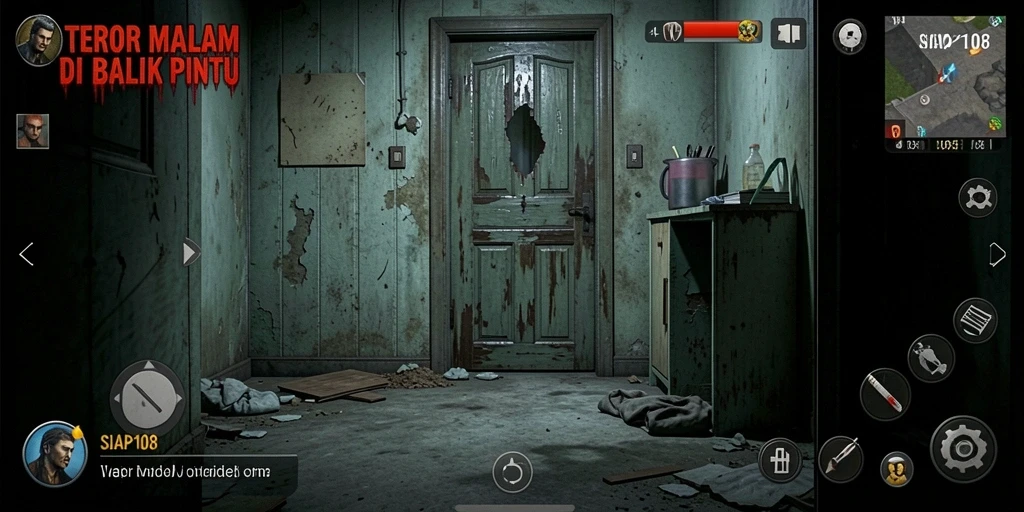 Tangkapan layar menampilkan gamer yang bergerak dalam kegelapan, dikelilingi oleh suasana horror.