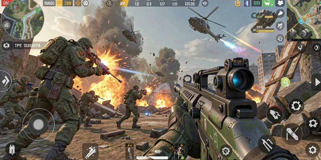 Tampilan gameplay mendebarkan dalam SM605 game TPS.