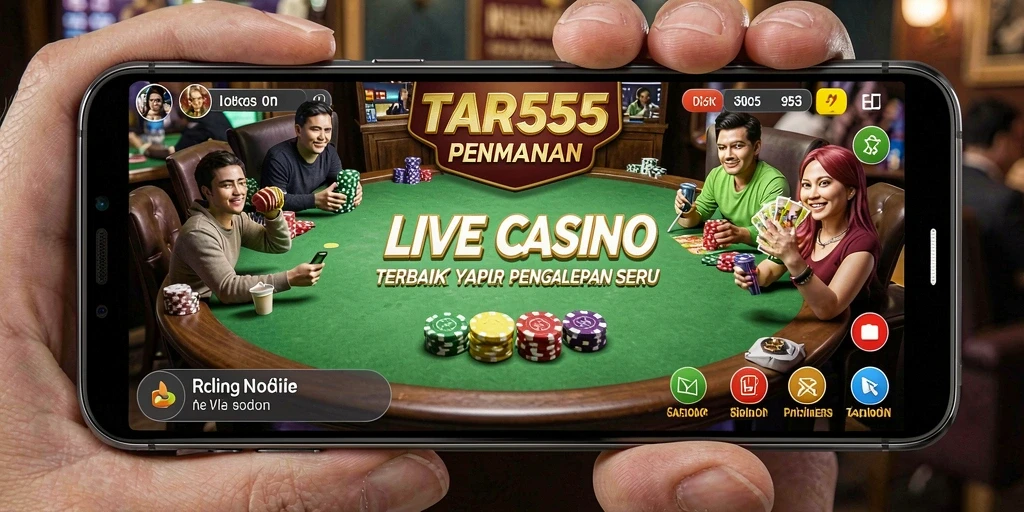 Tampilan gameplay seru TAR555 dengan dealer langsung dan interaktif.