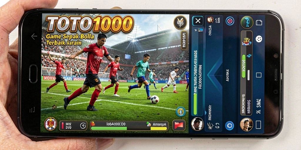 Screenshot TOTO1000 menampilkan aksi seru dalam pertandingan sepak bola.