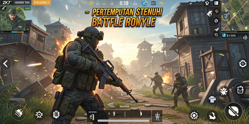 Gameplay seru di ZK7 dengan pertempuran intens Battle Royale.